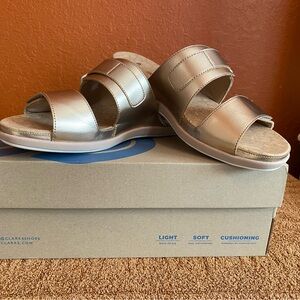 Clarks Rose Gold Slide Sandals